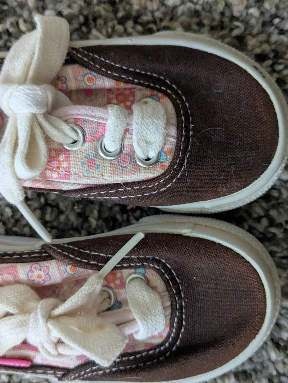 Airwalk Brown Canvas Kids Sneakers with Pink Floral Lining